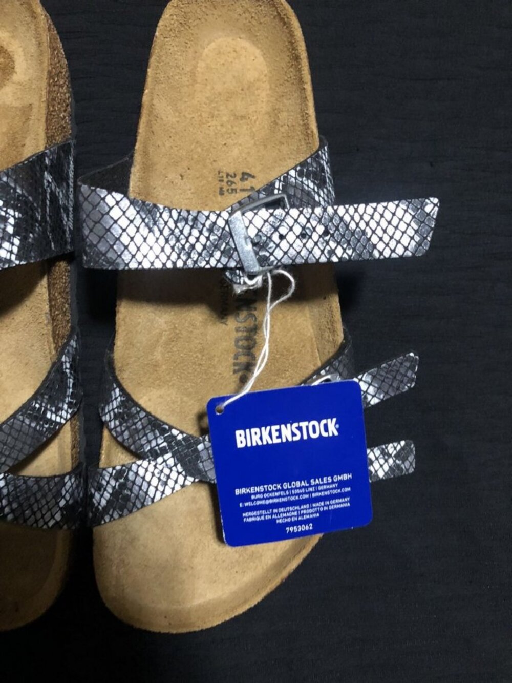 Birkenstock Women's Franca Python Birko-Flor Sandals Black Size-EU-41/US-10 NWOB - Picture 2 of 5